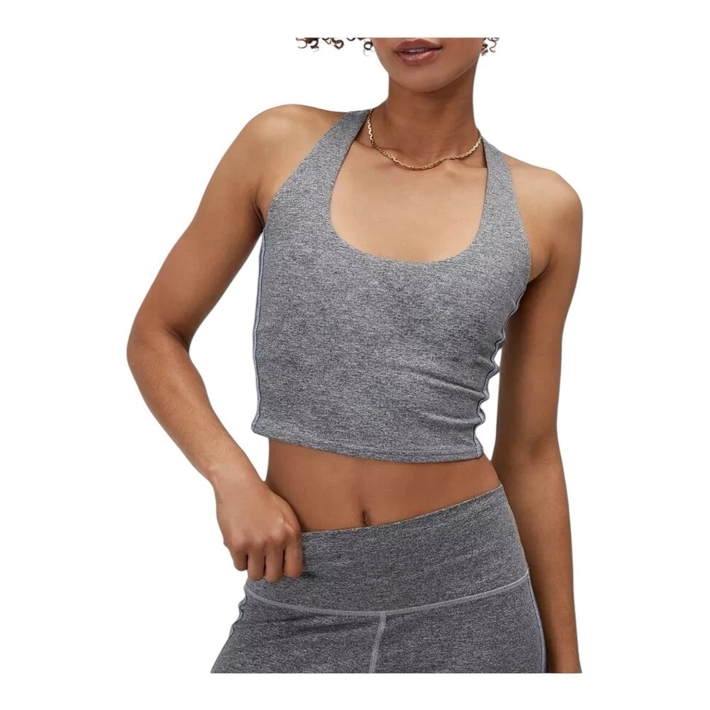 Spiritual Gangster Grey Shaki Tech Heathered Longline Sports Bra NWT